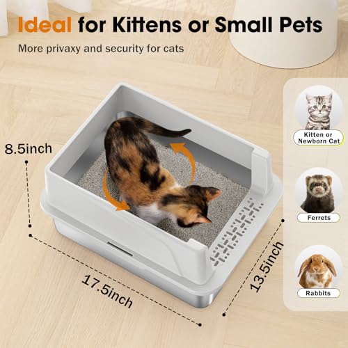 2PACK Stainless Steel Litter Box (Silver Grey / M)