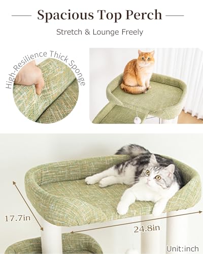 53" Cat Tree Tower for Large Cats (Green 53'')
