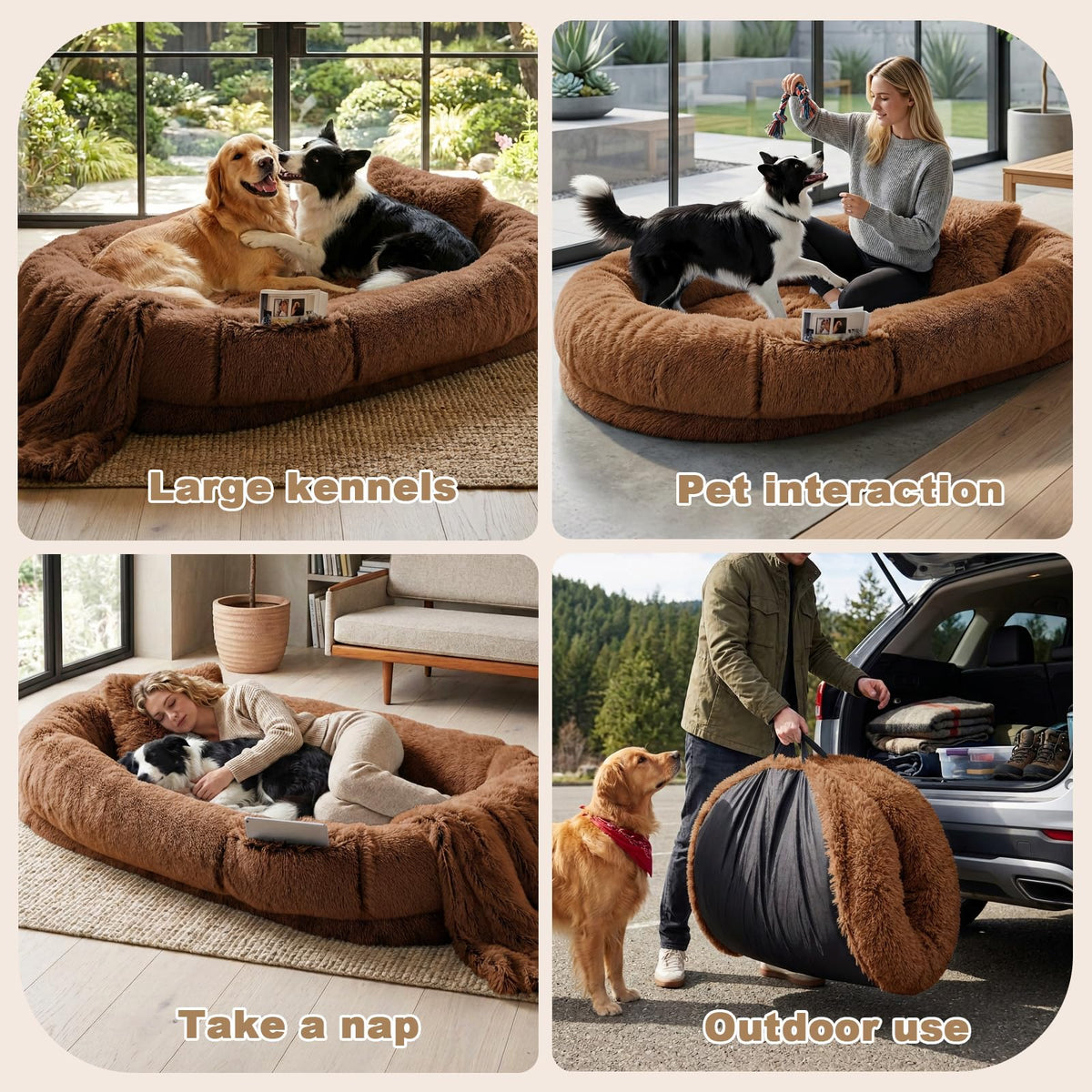 Human Dog Bed (71.0"L x 45.0"W x 12.0"Th / Brown)
