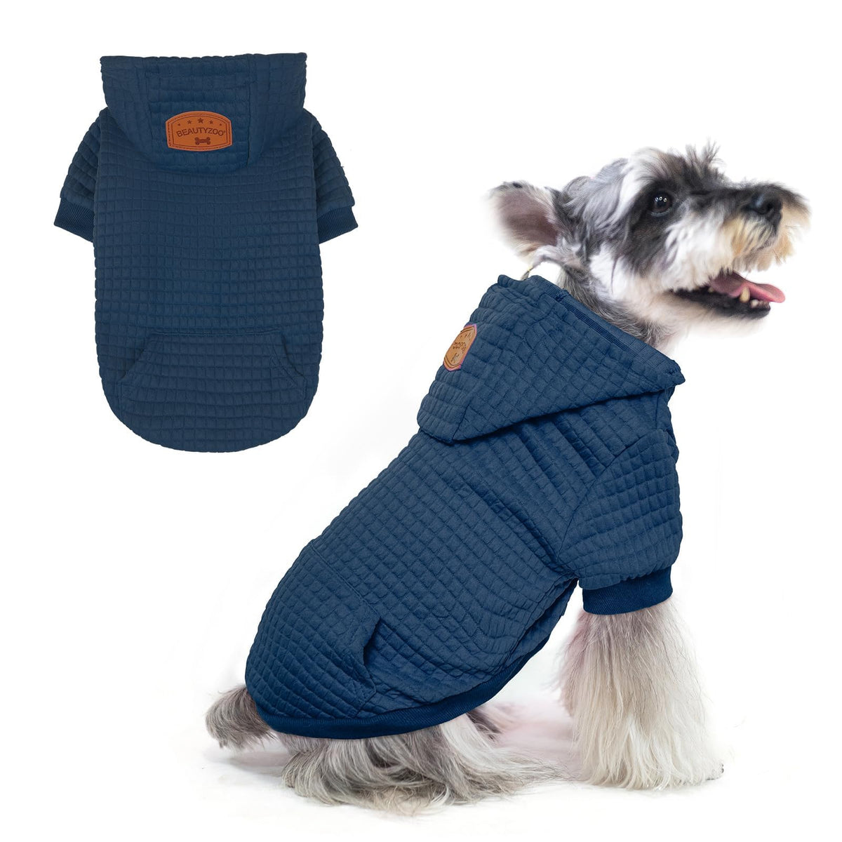 Dog Hoodies Sweater for Small Dogs (Navy Blue / S/M (Back: 14",Chest: 19", Neck: 12"))