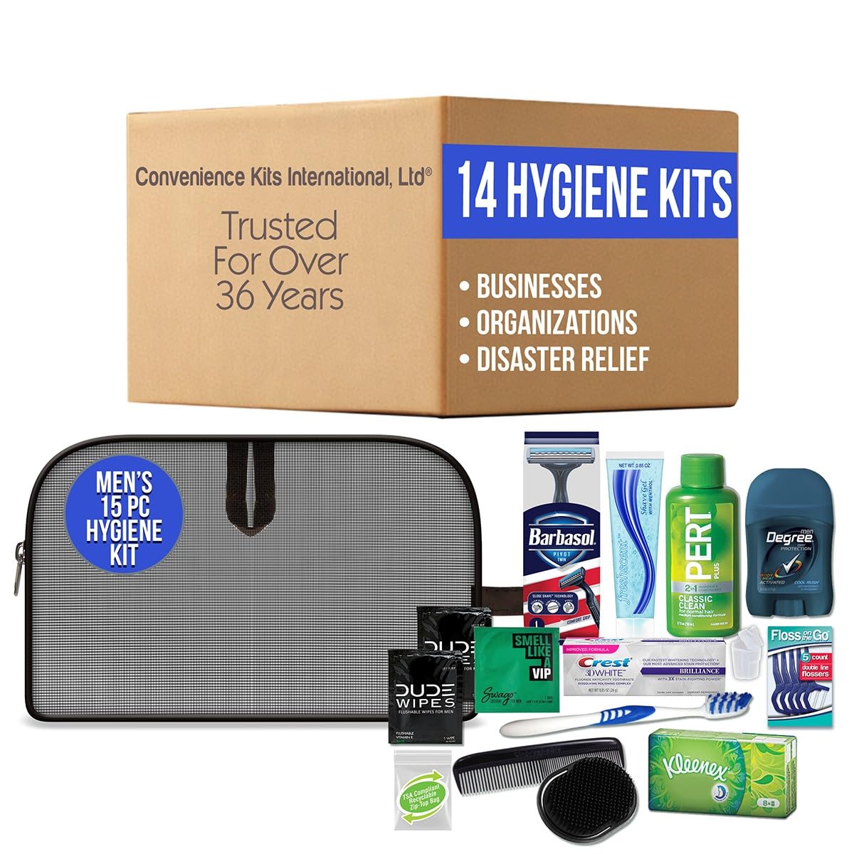 Men's 15 Piece Travel Skin Care and Body Care Kit with Shampoo (1 Count (Pack of 56))