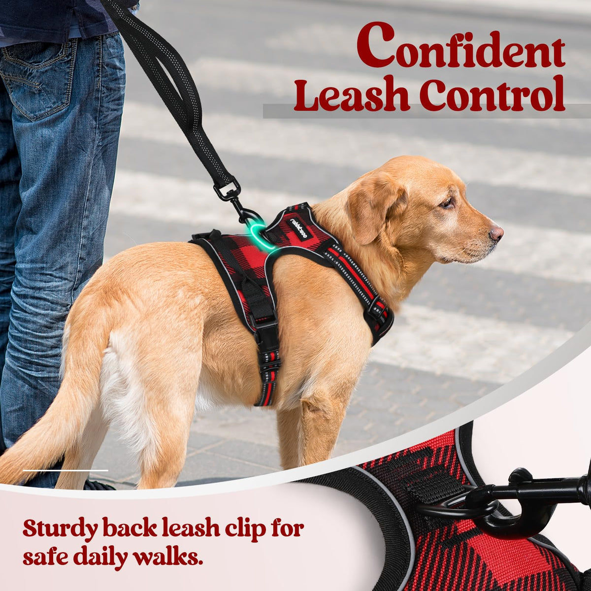Dog Harness No Pull for Small Dogs with 2 Leash Clips (Small / Red Plaid)