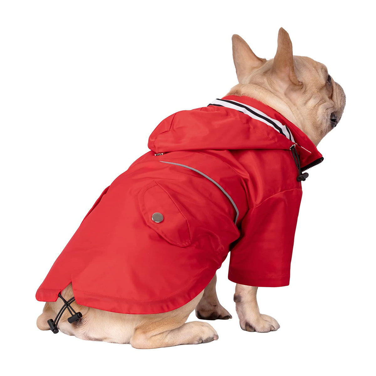 Premium 2 Layer Zip Dog Raincoat Poncho w (Small / Red)