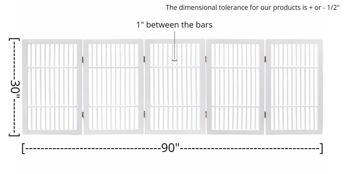 Pet Dog Gate Freestanding (5 Panel 30" Tall / White Pet Gate)