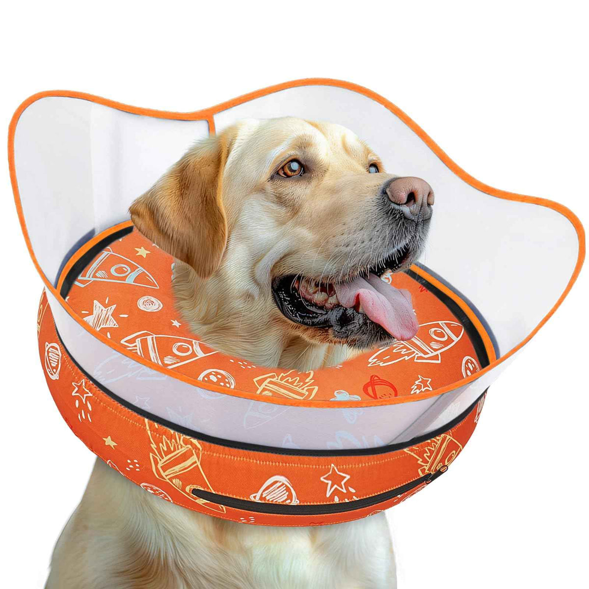 Elevated Inflatable Dog Cone Collar to Stop Licking (Orange / XL(Neck 14"-18"))