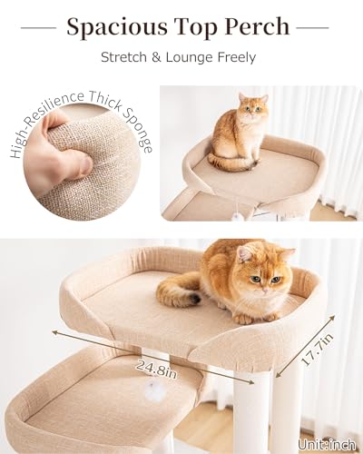 53" Cat Tree Tower for Large Cats (Ivory 53")