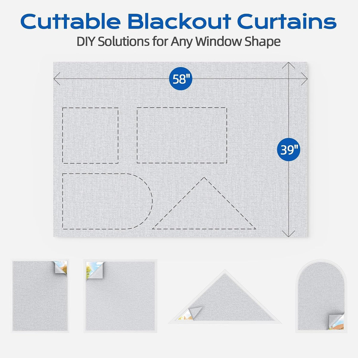 Linen Blackout Curtains for Bedroom (Cray / 58"W x 39"H)