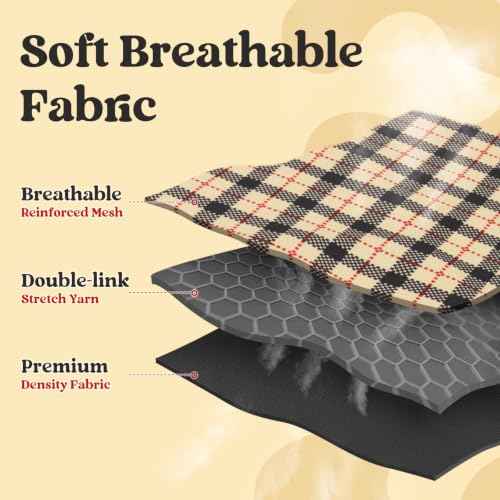 Dog Harness Small Sized and Leash Set (Beige Plaid / S (Chest: 15.1"-16.5"))