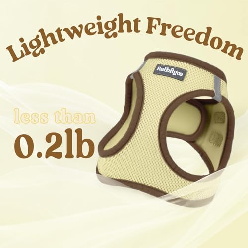 Dog Harness Small Sized and Leash Set (Beige & Coffee / XS (Chest: 13.3"-15.5"))