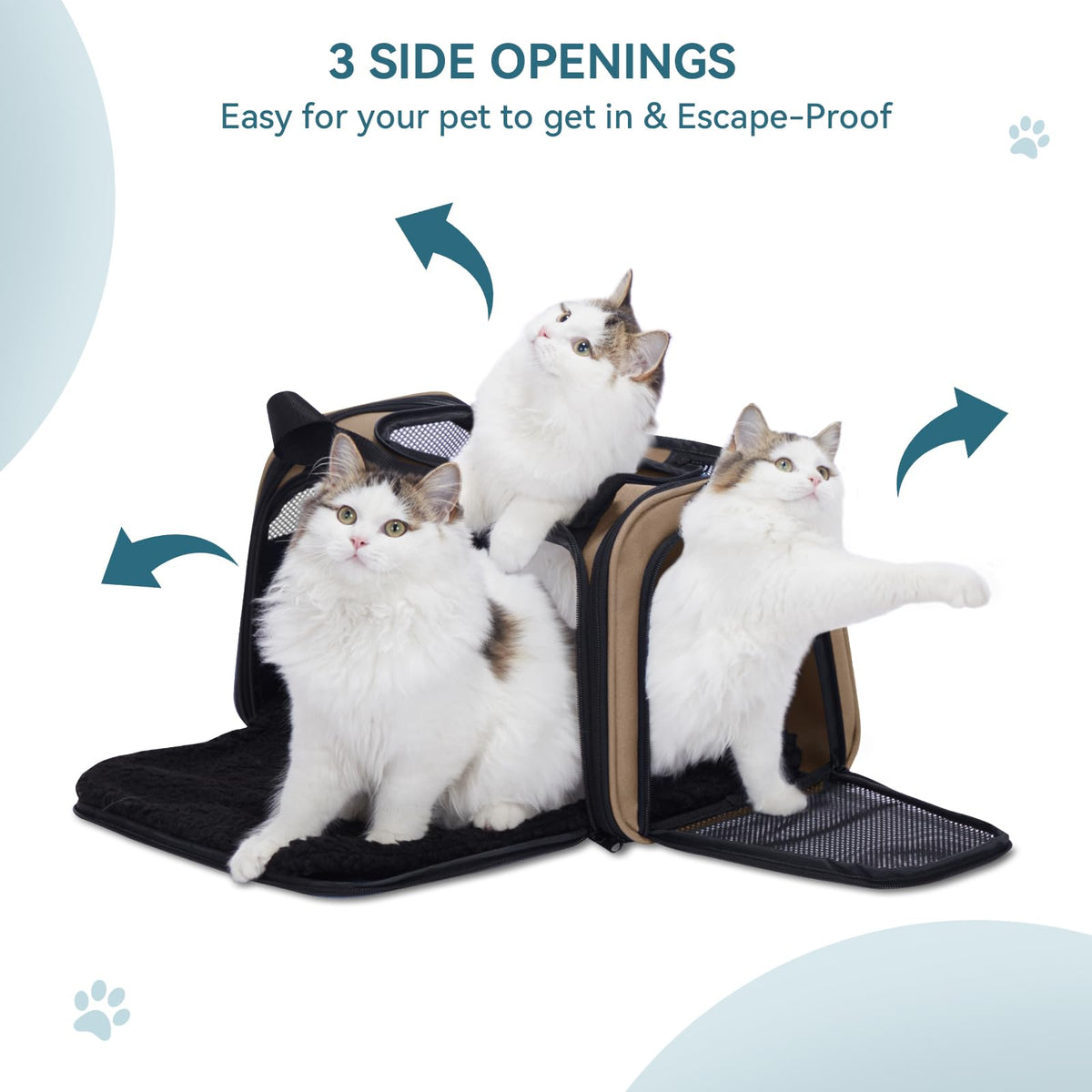 PET Carrier for Cat (17.5"L x 10.5"W x 10.6"H / New Khaki)