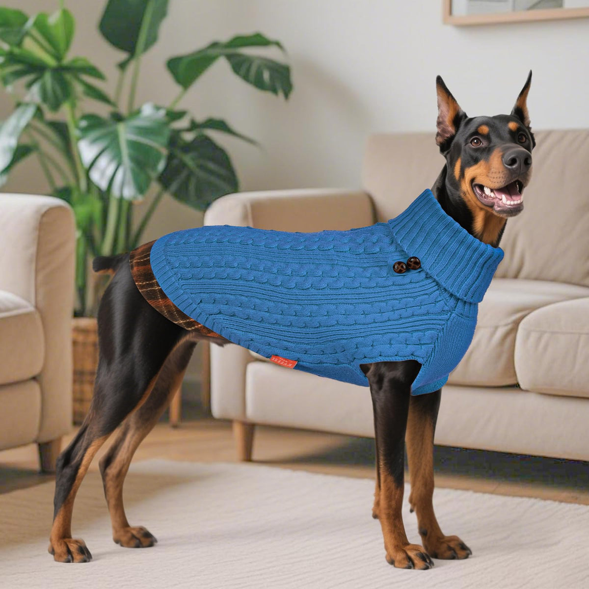 Dog Sweater for Medium Large Dogs Turtleneck Thick Knit Pullover (XX-Large (35-60lbs) / 8# Light blue)