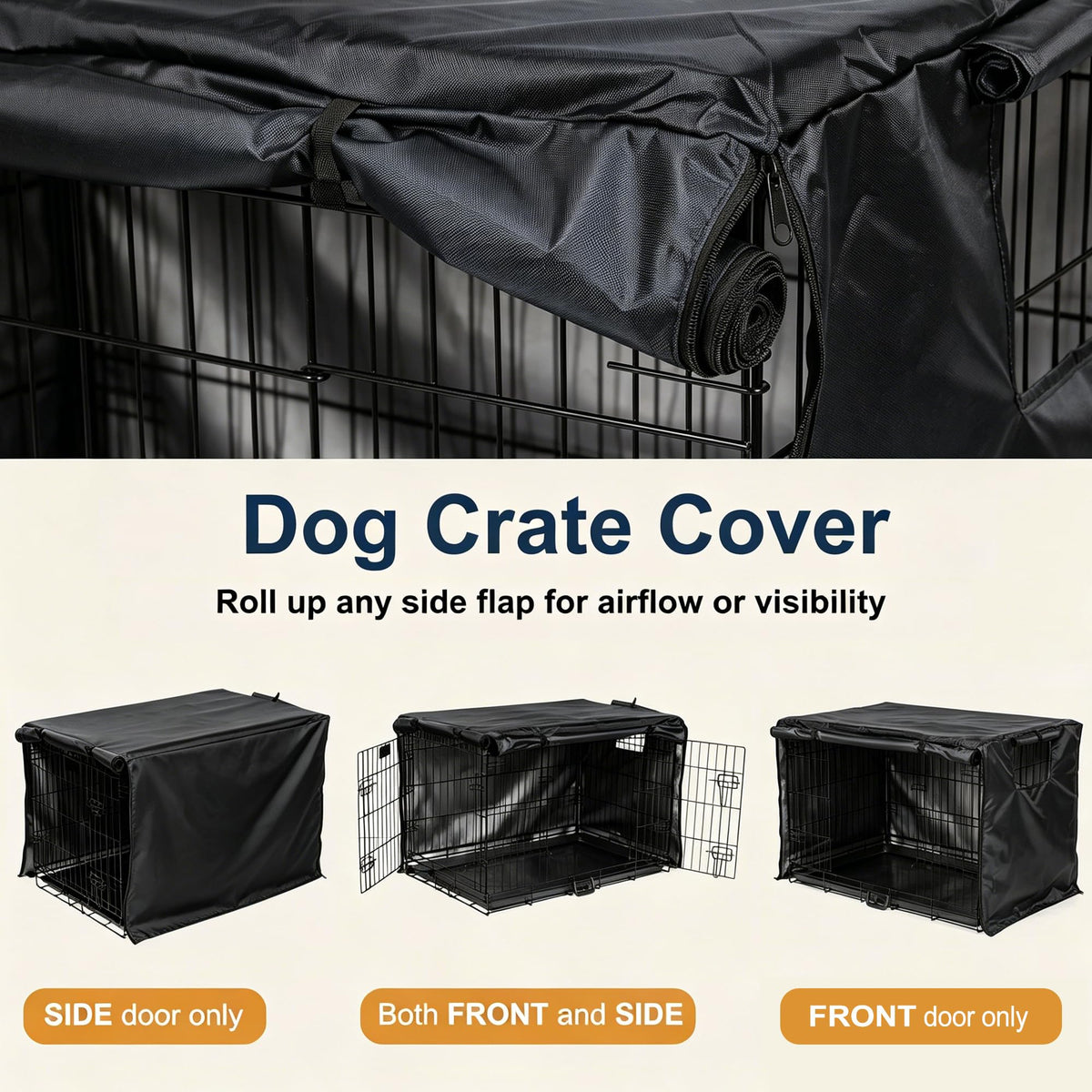 Dog Crate Cover Heavy Duty Polyester (Black / S (30.0"L x 19.0"W x 21.0"H))
