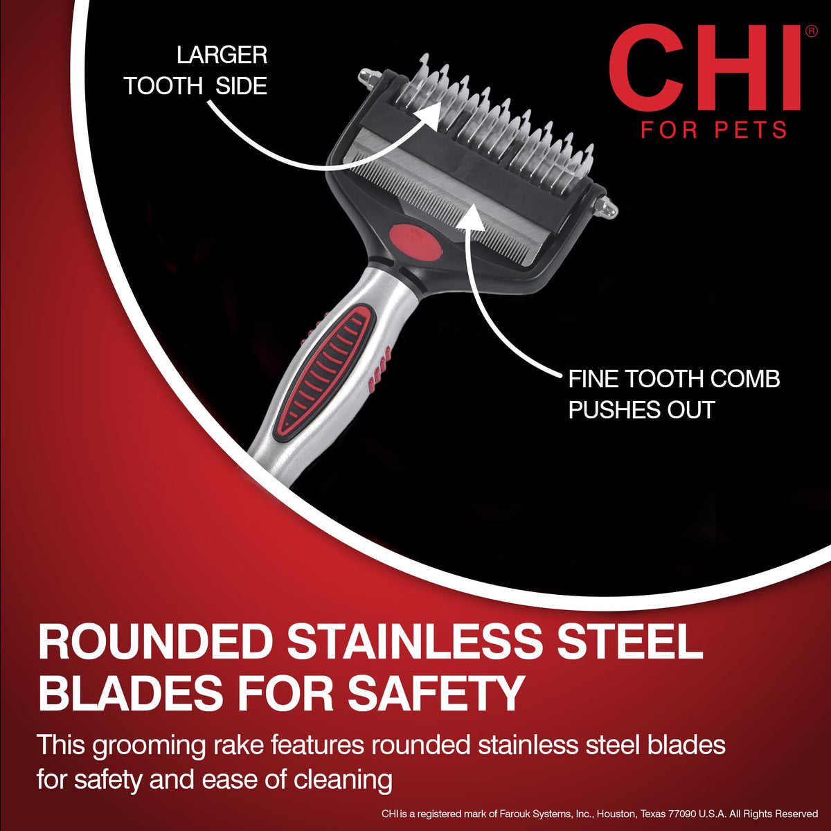for Dogs 2 in (Red - Dematting Deshedding Rake / 1 Count (Pack of 1))