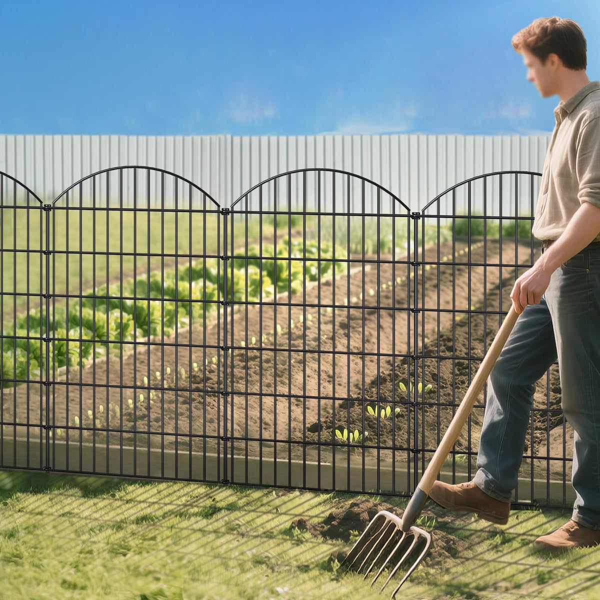 Metal Garden Fence 48 in x 12.7 ft (48"Hx12.7ft (5 Panels))