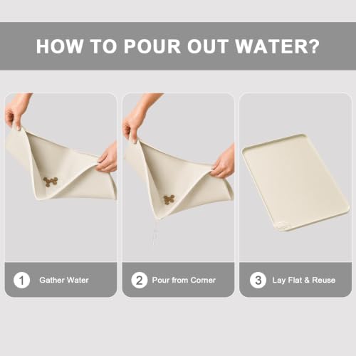 Silicone Pet Feeding Mat (CreamWhite / 19"L x 12"W)