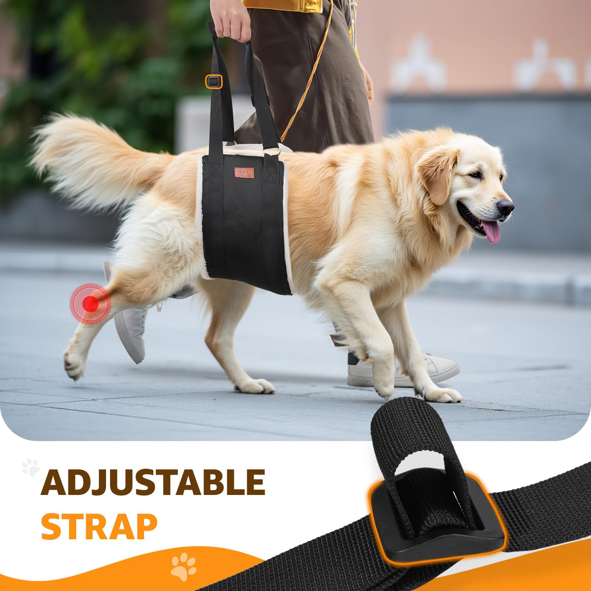 Adjustable Dog Sling for Large Dogs Hind Leg Support Weak Legs Mobility Aid (Black / Large)