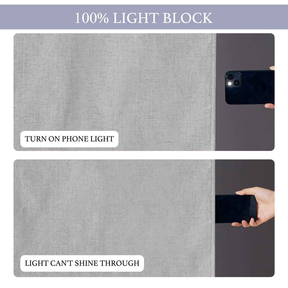 Natural Linen Textured French Door Window Curtains 100% Blackout (Concrete Grey / 30"W x 80"L (Pack of 1))