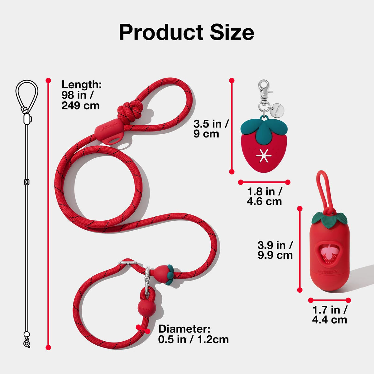 Hands Free Dog Leash (Strawberry Red)