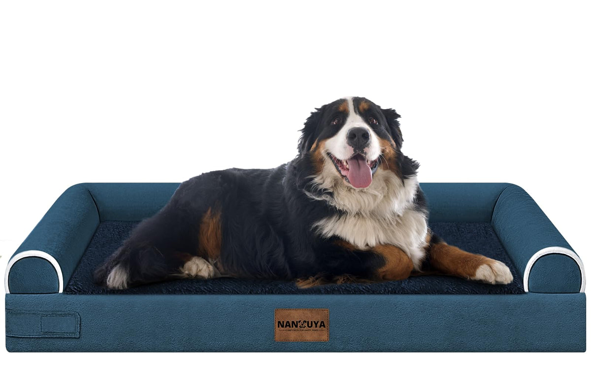 Orthopedic Dog Bed for Jumbo Dogs (Navy Blue / 53.0"L x 42.0"W x 6.5"Th)
