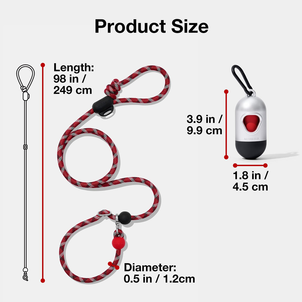 Hands Free Red Dog Leash (Circuit Red)