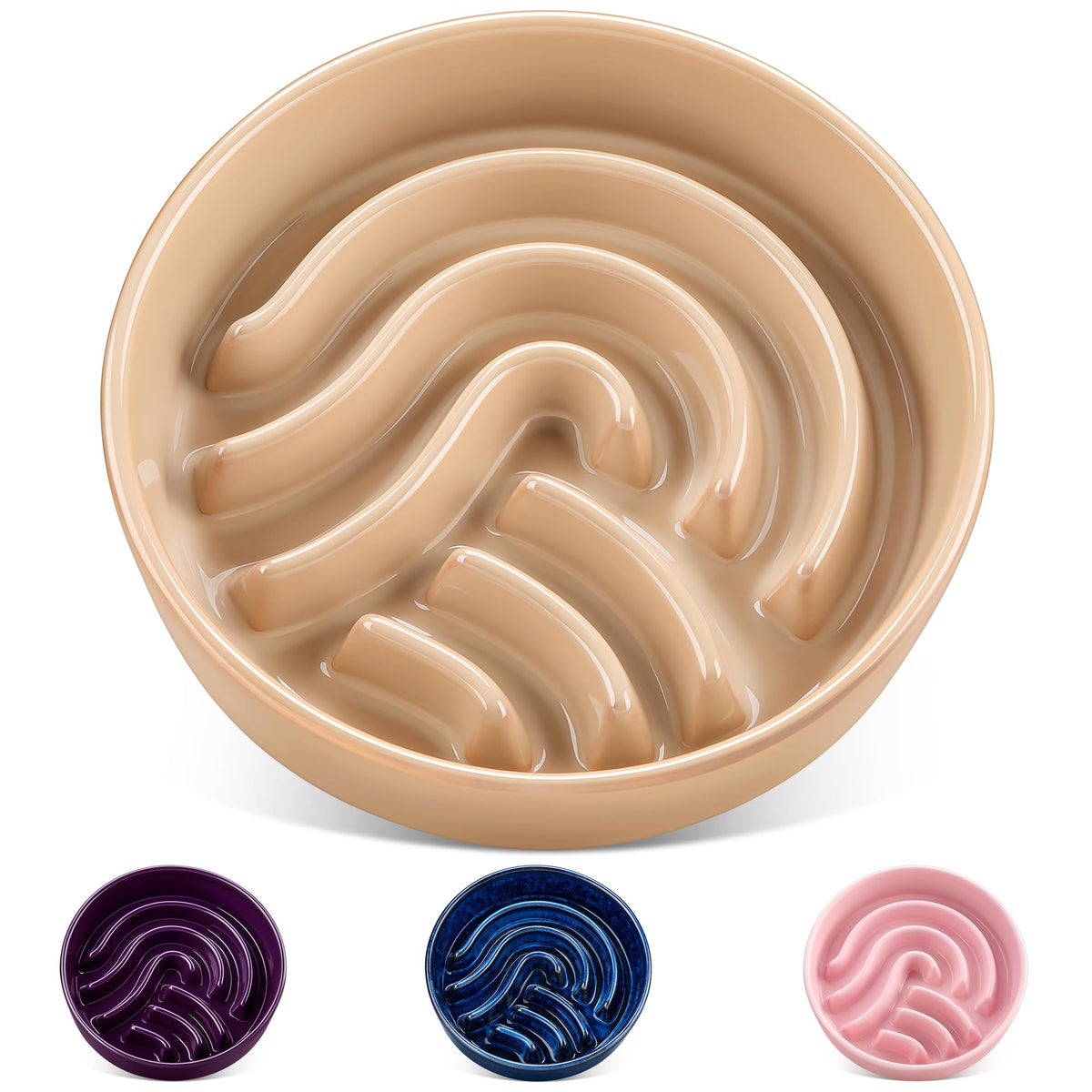 Slow Feeder Dog Bowl (Brown / 3 Cups)