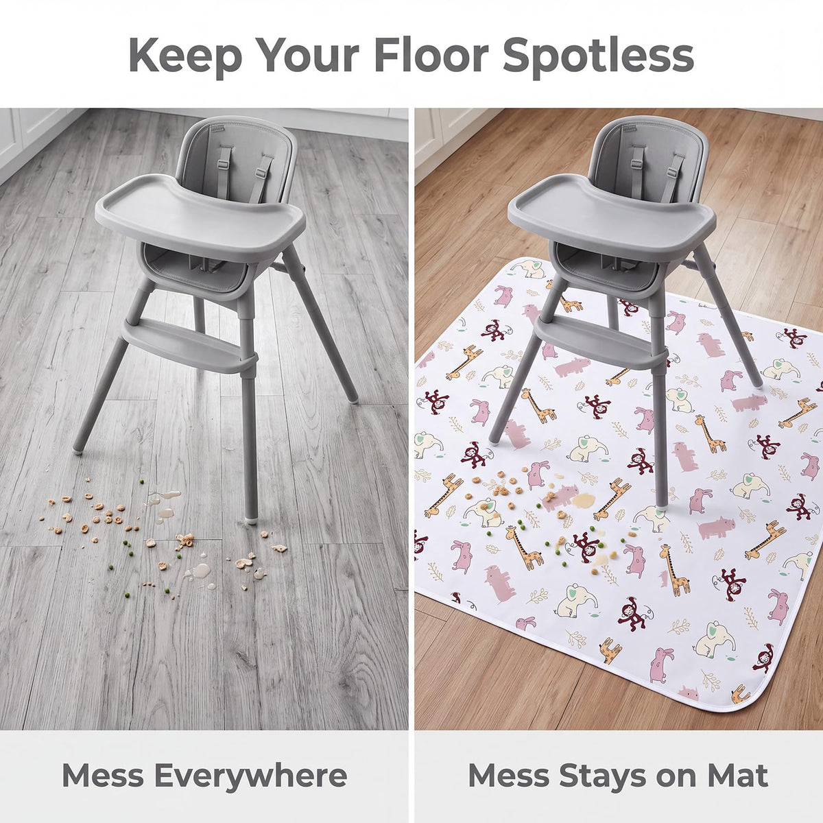 Splat Mat for Under High Chair (Jungle Animals)
