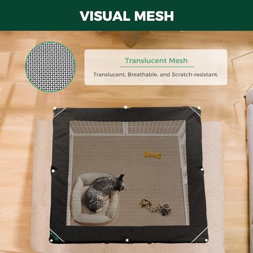 Homeplus Indoor Dog Playpen with Mesh Top Cover (White / 45"H)