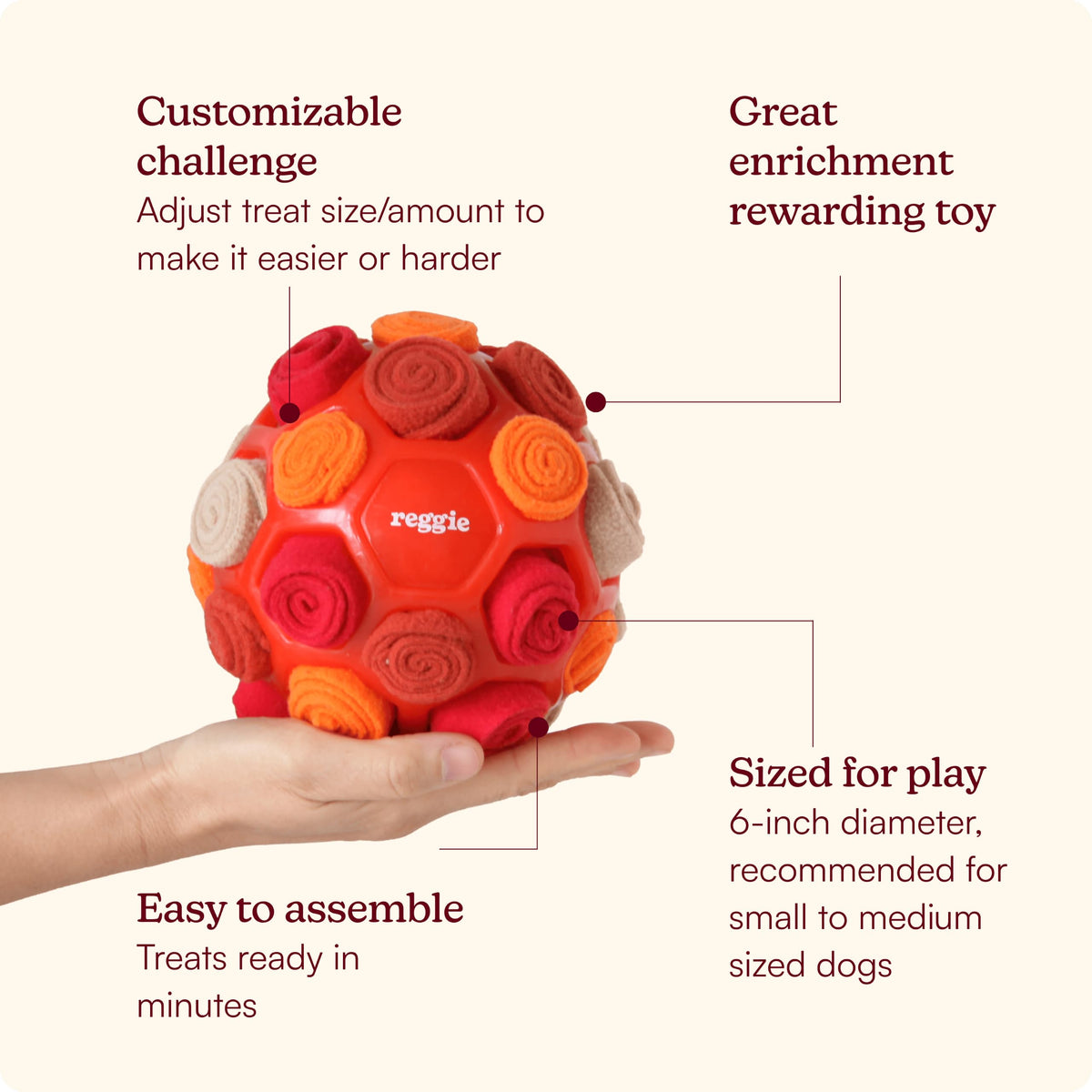 Snuffle Ball for Dogs (Forager Ball - Red)