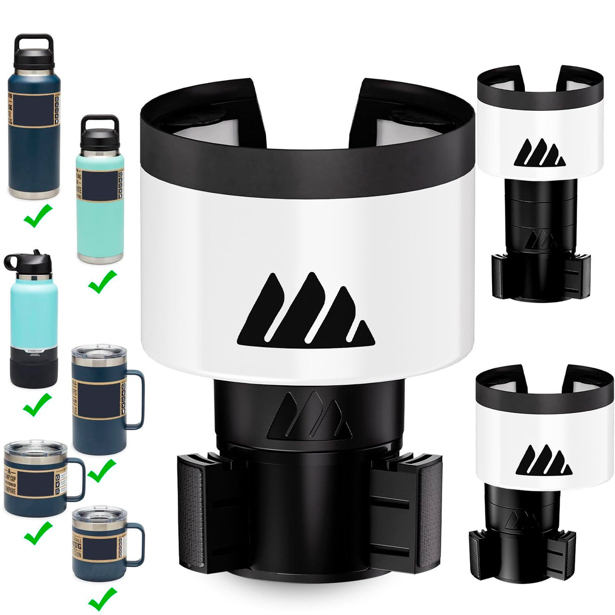 Ultimate Car Cup Holder Expander with Adjustable Base (White / 1pack)