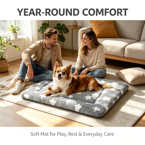 Dog Bed Mat Soft & Comfortable Dog Kennel Pad for Crate (M(30"*20"*1.5") / Gray-1pc)