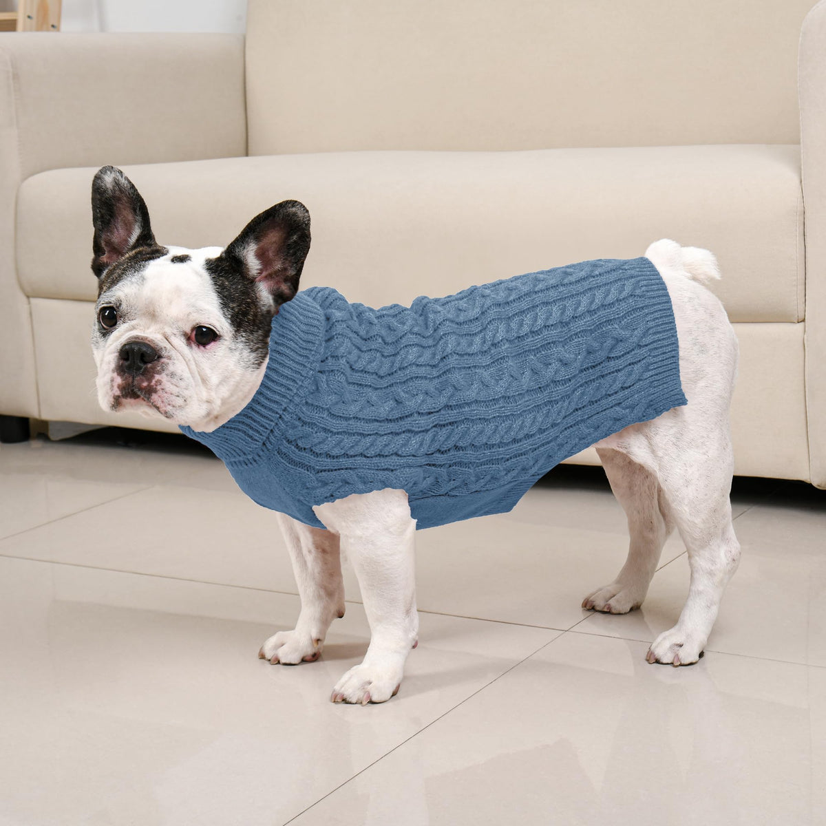 Dog Sweater 2 Pack for Medium Dogs (Navy & Blue / Large)