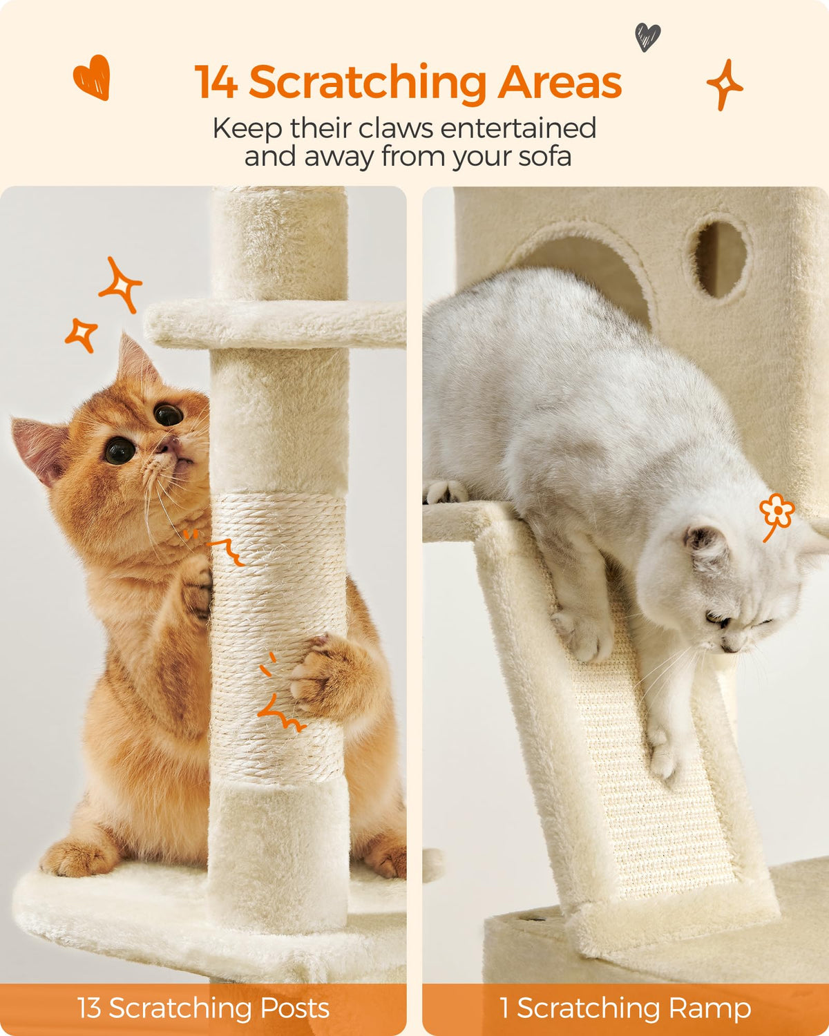 Cat Tree 81.1 (Beige / XXL (23.6"L x 19.7"W x 81.1"H))