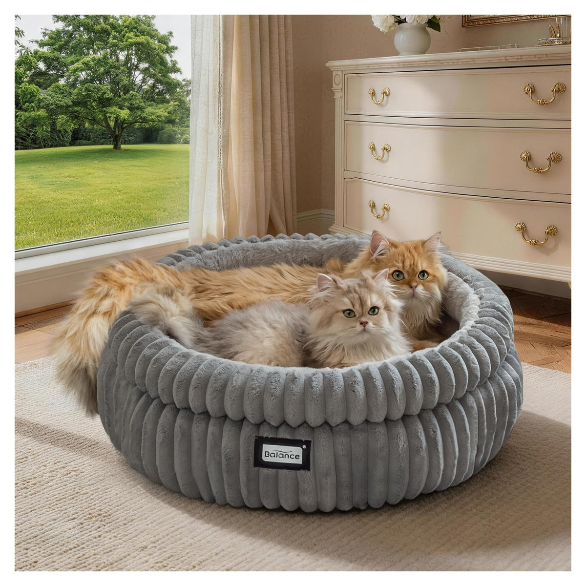Cat Bed Kitten Bed (24.0"L x 24.0"W x 9"Th / Grey)