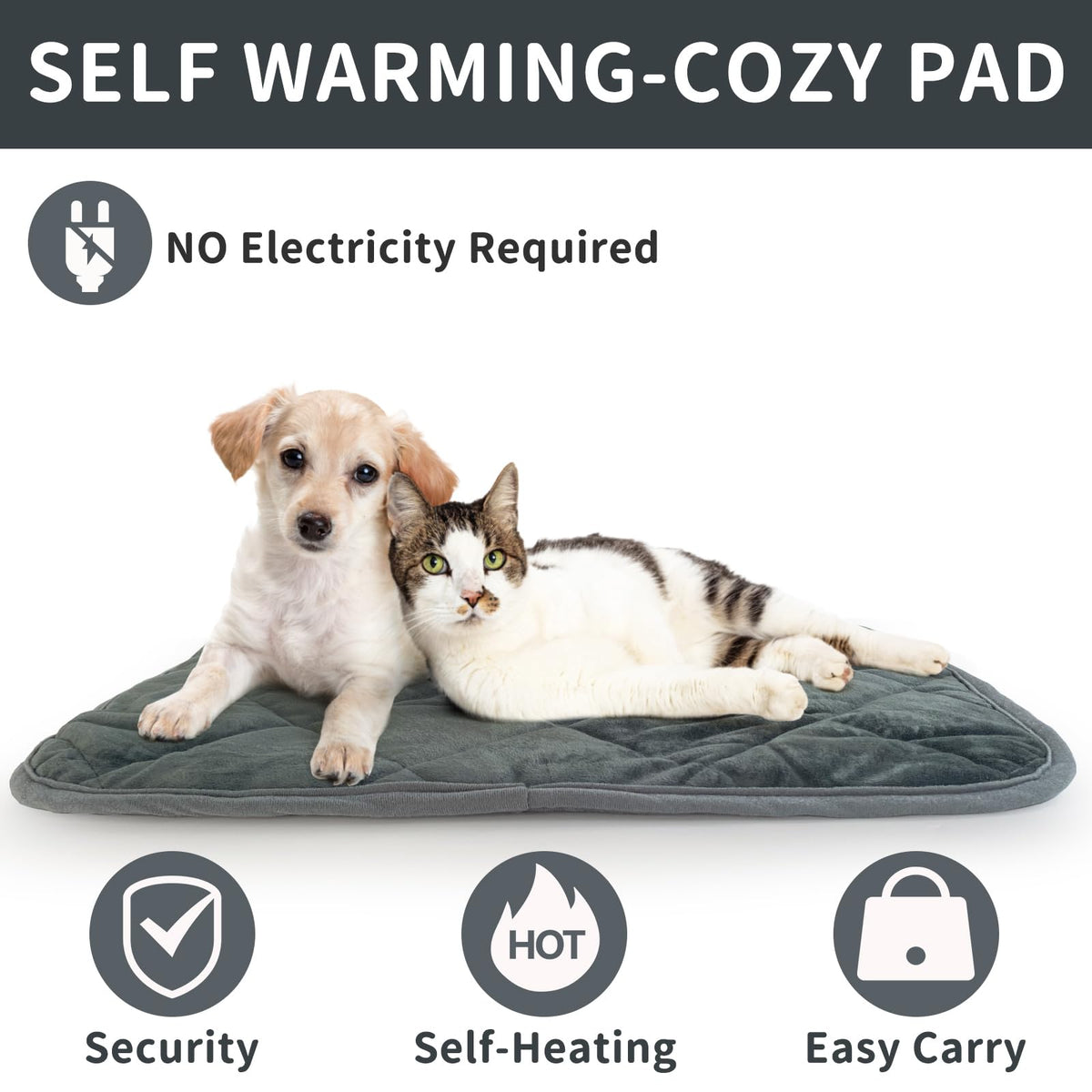 Self Warming Cat Bed Indoor (Medium 25x 19 inch / Gray)