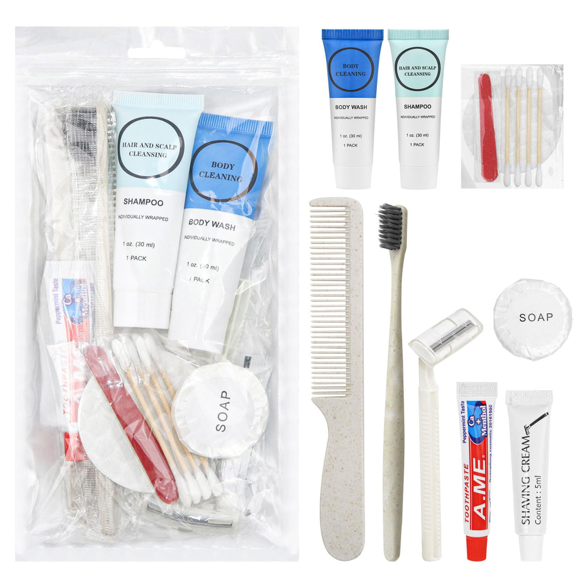 Toiletry Kits Homeless Personal Hygiene Care Package in Bulk (100 Pack)