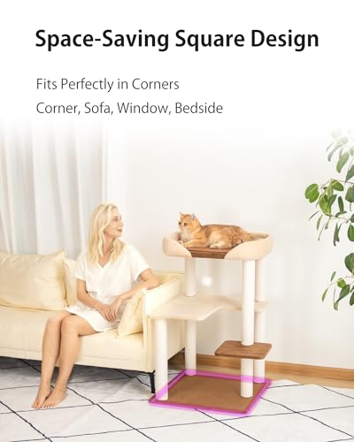 37.5" Cat Tree Tower for Large & Senior Cats (Cream 37.4'')