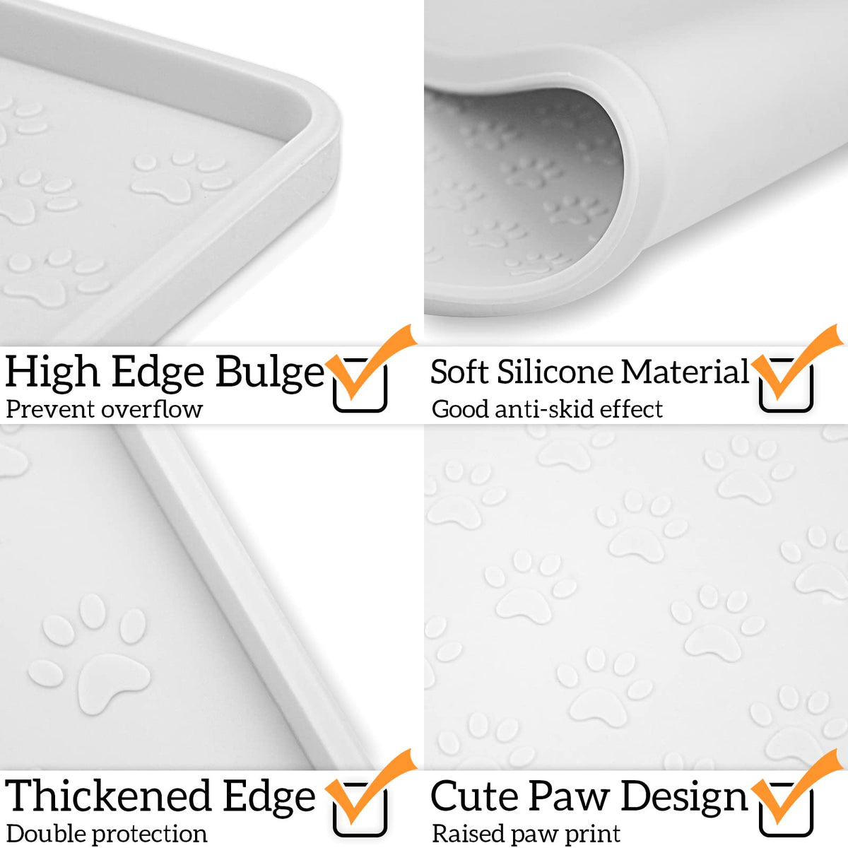 Pet Placemat for Dog and Cat (11.8"L x 11.8"W / White)