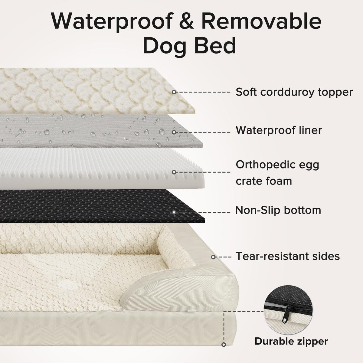 Jumbo Orthopedic Dog Bed for Extra Large Dogs (Beige / XL-PLUS (45"x 32"x 7.5"))