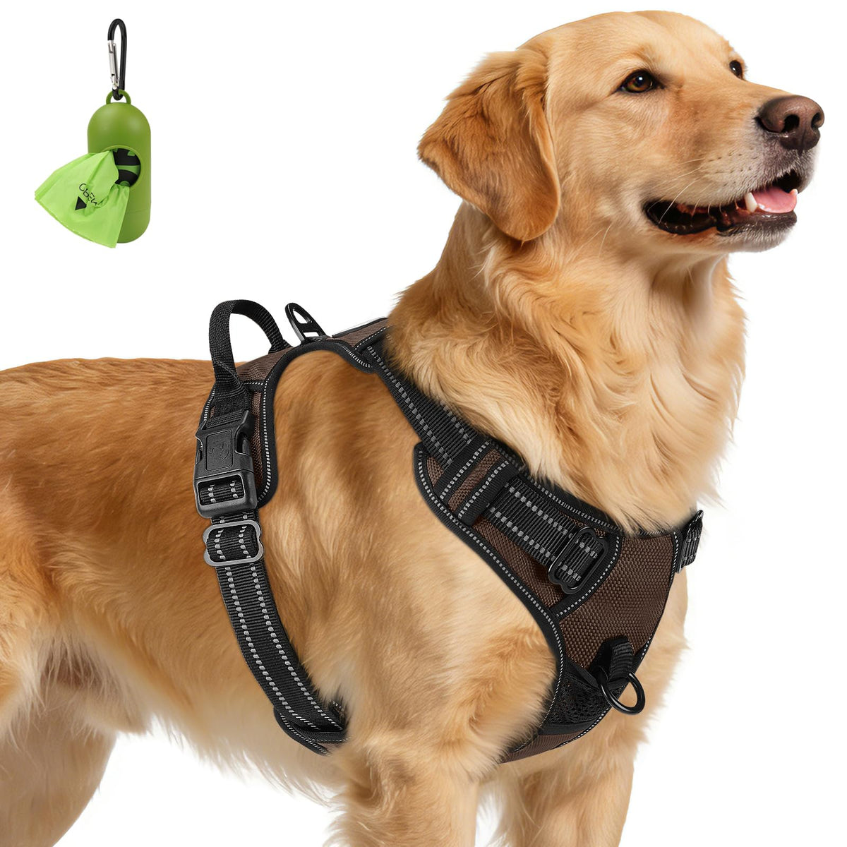 No Pull Dog Harness for Extra Large Dogs (X-Large / Brown)