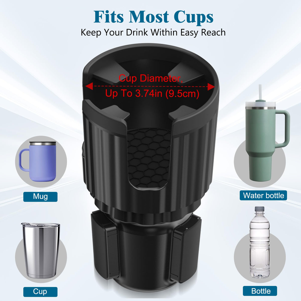 2-in-1 Cup Holder Phone Mount, Adjustable Phone Cup Holder for Car (1 Pack)