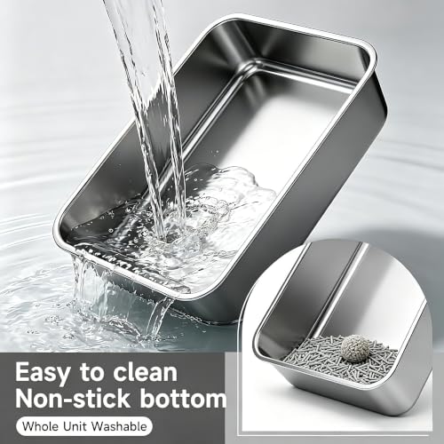 Extra Large Stainless Steel Cat Litter Box (22.8" L x 14.6" W x 5.12" H)