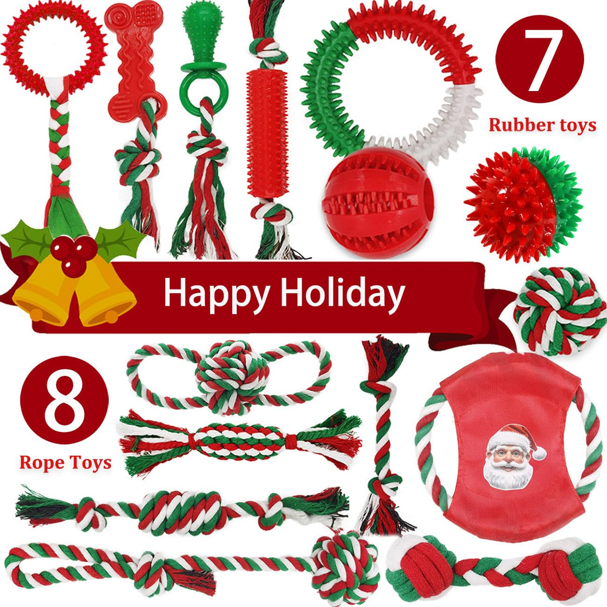 Christmas Dog Toys Bulk 15 Pack (Christmas)