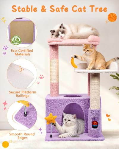 Small Cat Tree for Kittens (Moonlit Violet / Small 30")
