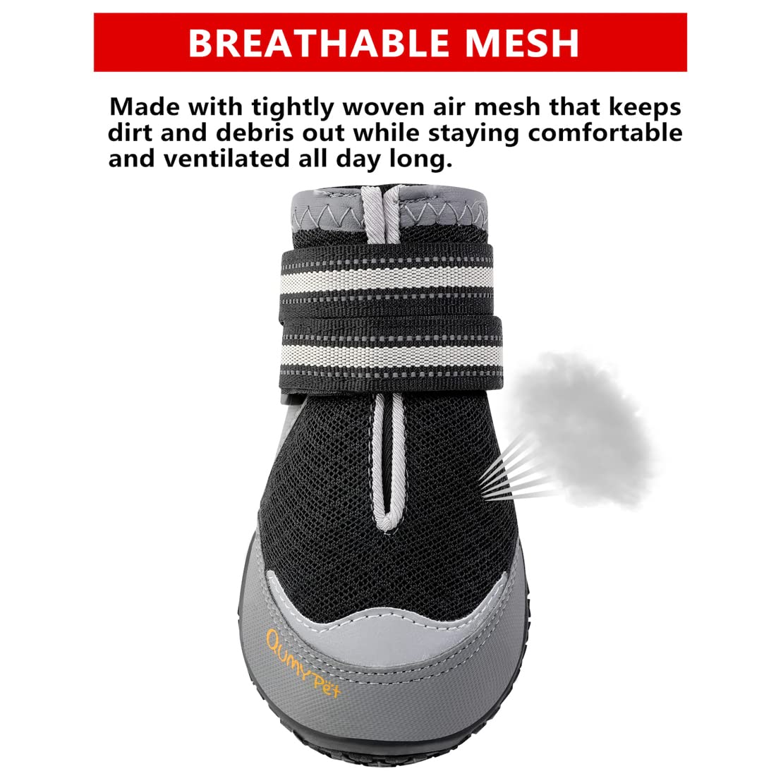 Dog Shoes for Large Medium Dog Boots & Paw Protectors for Hot Pavement (Black / Size 6: 2.6''x3.0''(W*L) for 52-65 lbs)