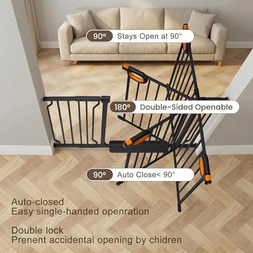 57.5 62.2 Inch Baby Gates Extra Wide for Doorways (Black / 57.5-62.2inch)