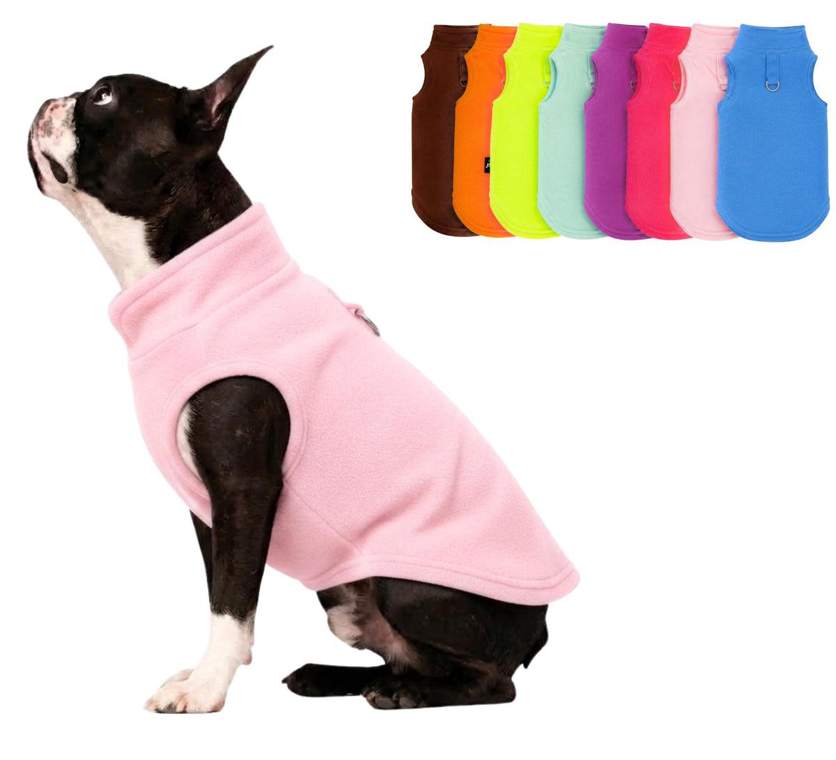 Dog Fleece Vest Sweater w Leash Ring (XXL (25-35lbs) / Pink Lemonade)