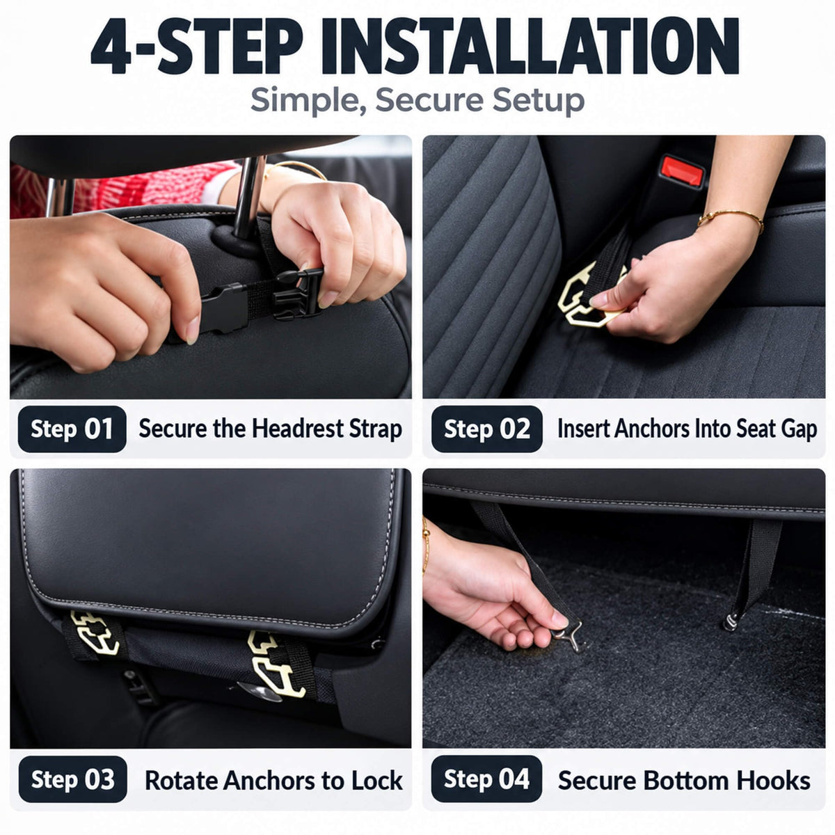 Backseat Car Organizer with Fold (Black)