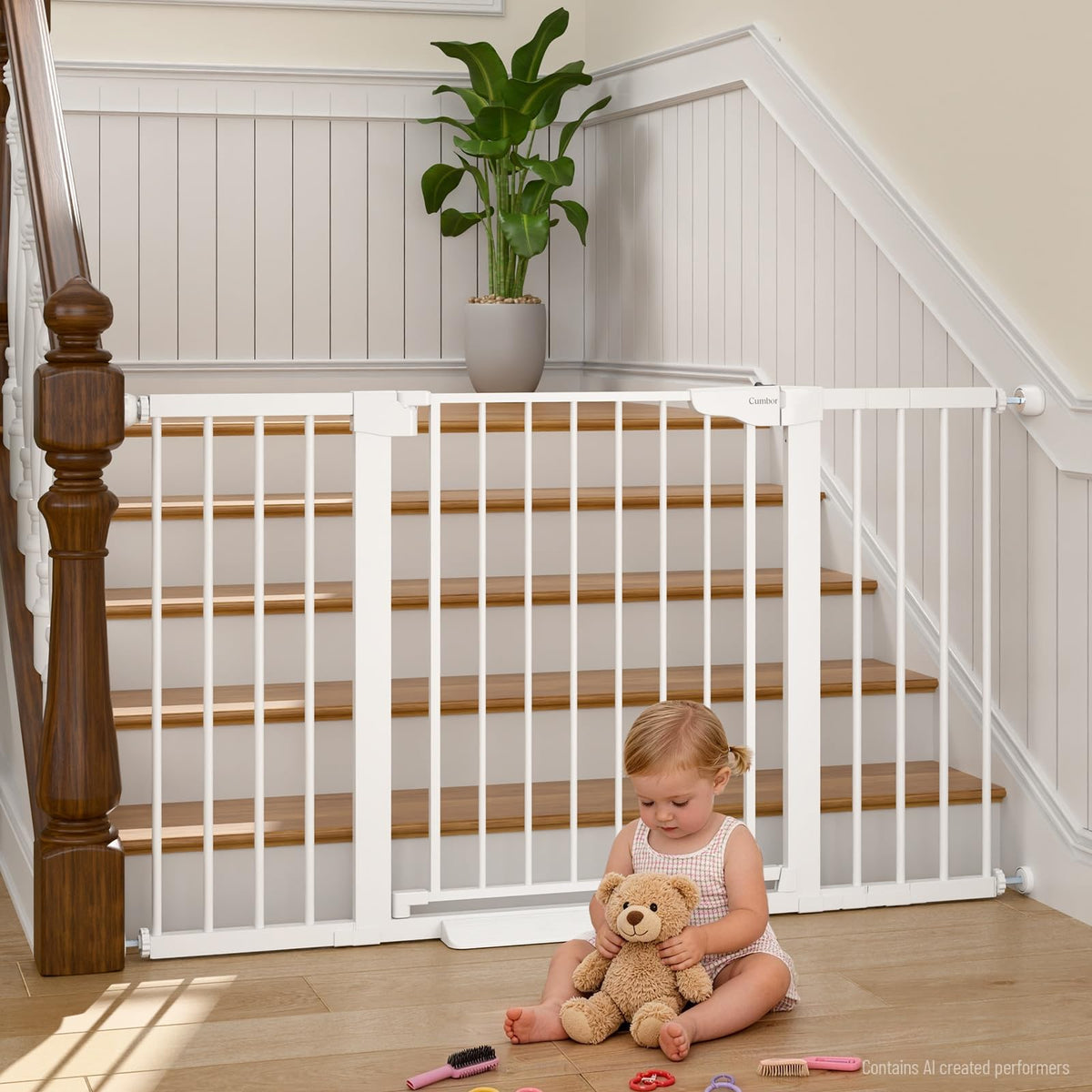 30 54" Extra Wide Baby Gate for Stairs (White / 30"-54" W x 30.5" H)