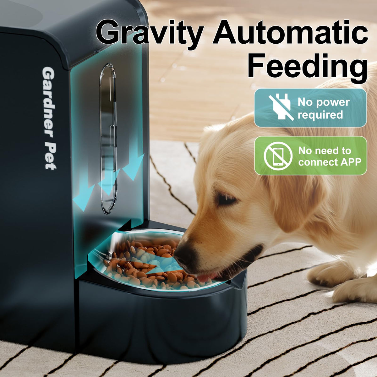 Gravity Automatic Cat Feeder (Extra Large（1.6 Gallons x 2） / Dark Blue)