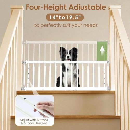14'' 19.5'' Height Adjustable Dog Gate (White / 14''-19.5''H × 18''-53''W)